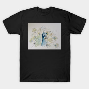 Peacock line drawing T-Shirt